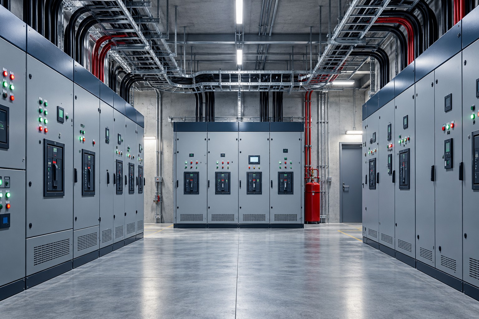 تصویرسازی با هوش مصنوعی: تأسیسات برقی، روشنایی و احداث پست برق / AI illustration: Electrical installations, lighting & substations